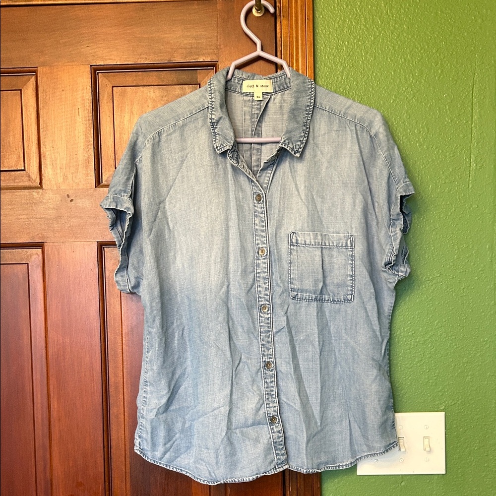 Light Blue Chambray Tencel Button-Up Shirt